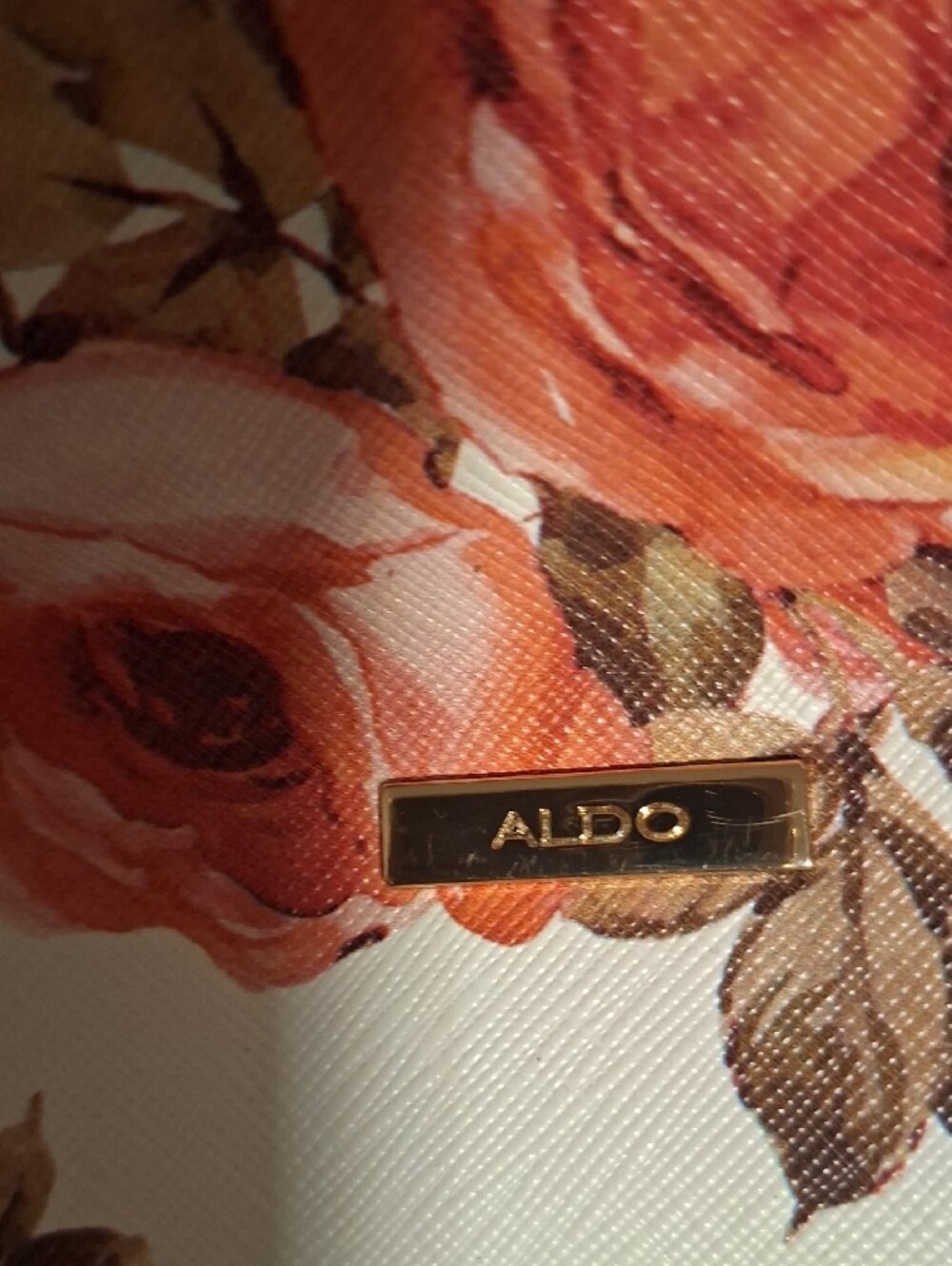 Aldo Floral Rose Print Satchel - White and Peach - Picture 2 of 8